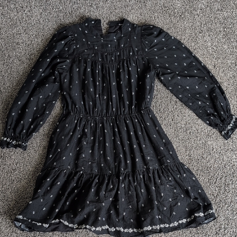 Madewell Black Dress with White Accents